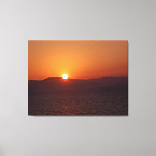 Pôr do sol, montanha e mar Impressão em tela