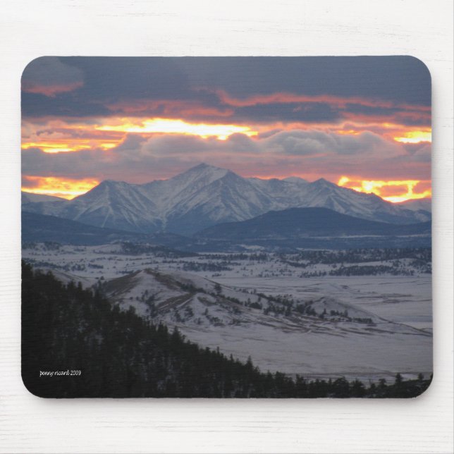 Por do sol Mousepad da montanha de Colorado (Frente)