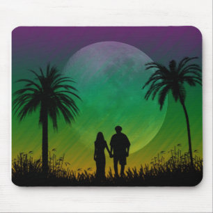 Por do sol Mousepad da palmeira