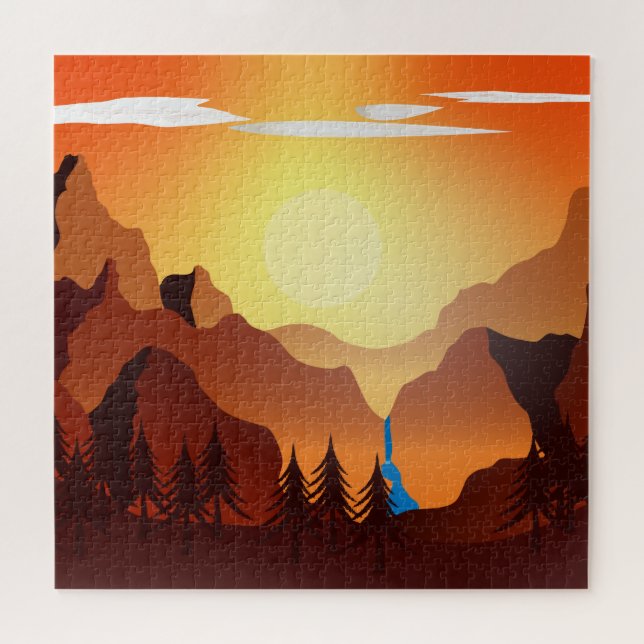"Pôr do Sol na Área Selvagem" cena quebra-cabeça (Horizontal)