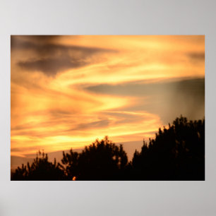 Pôr do sol na Poster da floresta