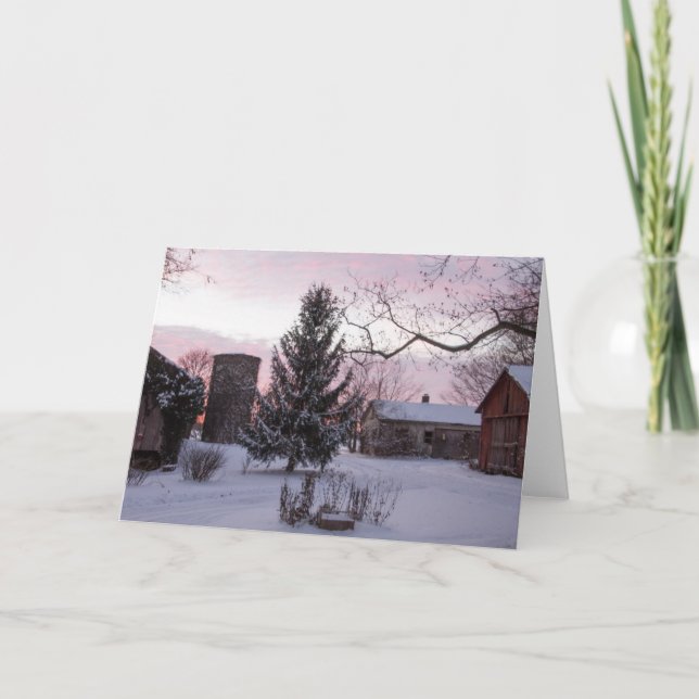 Por do sol no cartão do vazio da fazenda (Frente)