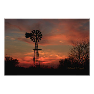 Pôr do sol no Kansas com ampliação de foto de um m