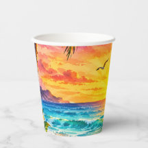 Pôr do sol no Paraíso Tropical Arte de Praia em Aq