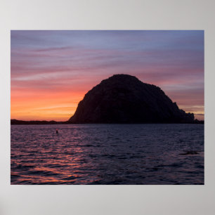 Por do sol no poster da rocha de Morro