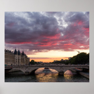 Por do sol no poster de Seine River
