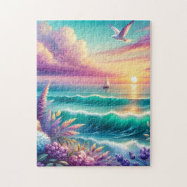 Pôr do sol pastel no oceano Quebra-cabeça de 252 p
