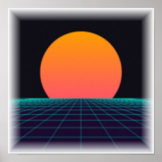 Pôr do Sol Pixel de 8 Bits - Impressão Retro Arcad