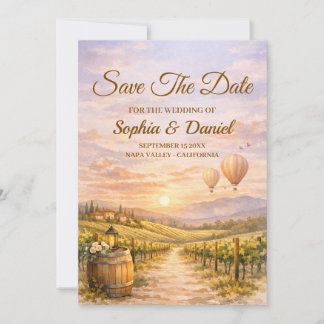 Pôr do Sol Romântico no Vinhedo Save The Date