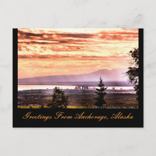 Pôr do sol sobre Anchorage, Alasca Cartão Postal d