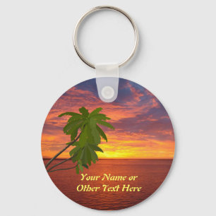Por do sol tropical chaveiro personalizado