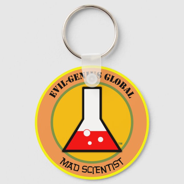 Por exemplo, Chaveiro de Cientista Louco (Frente)