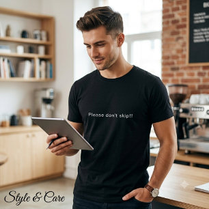 Por favor, não pule! Camiseta preta masculina com 