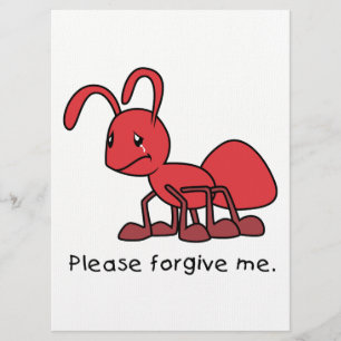 Por Favor, Perdoe-Me Chorando Com Um Cartão Verme