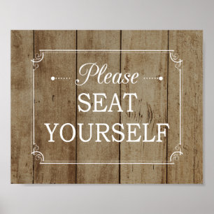 Por Favor, Sente-Se Faux Wood Bathroom Poster