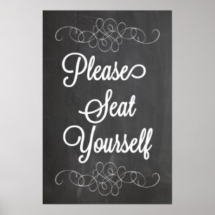 Por favor, sente-se no Poster de quadro chalkboard