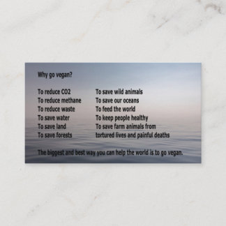 Por que vai o Vegan?  Negócio-tipo cartão