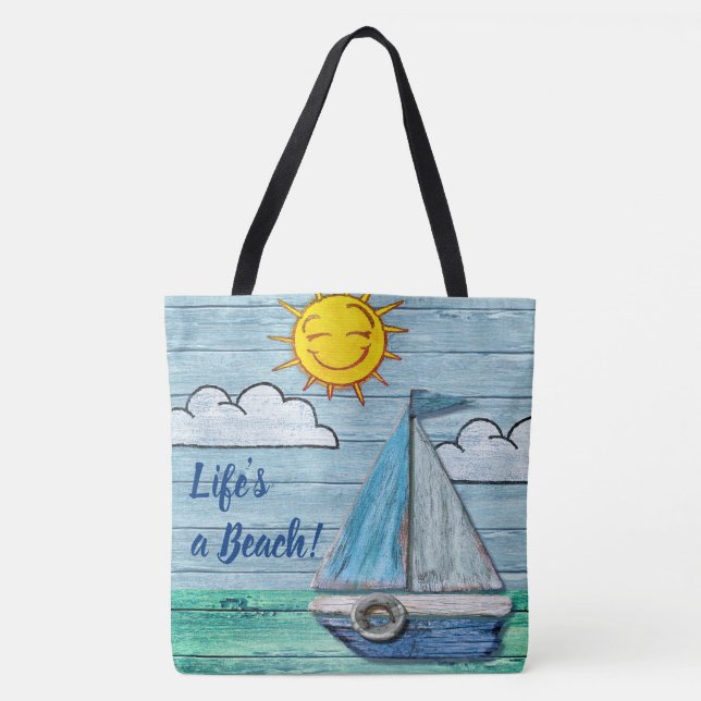 Por todo o impressão Grande Tote Bag Dritwood Beac (Frente)