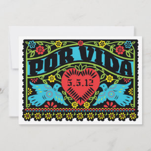 Por Vida Love Birds Papel Picado Convite