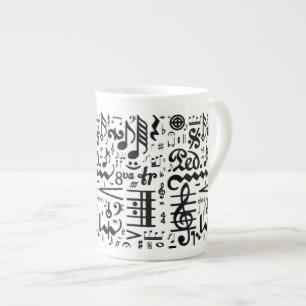 Porcelana A caneca musical de China de osso dos símbolos