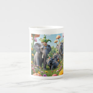 Porcelana Caneca caprichosa colorida de elefante