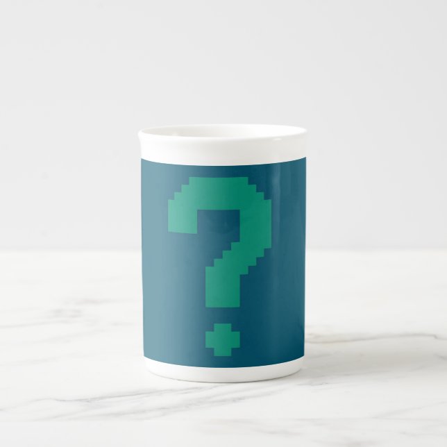Porcelana Caneca com Ponto de Interrogação em Azul Escuro (Frente)