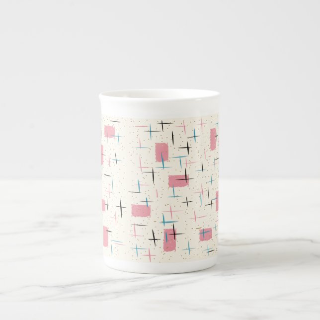 Porcelana Caneca cor-de-rosa atômica retro de China de osso (Frente)