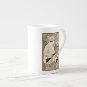 Porcelana Caneca da espingarda de Nouveau da arte da senhora