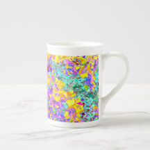 Caneca de Arte Abstrata Vibrante – Turquesa Amarel