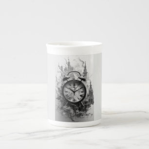Porcelana Caneca de Café com um Relógio Antigo