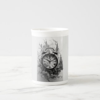 Porcelana Caneca de Café com um Relógio Antigo