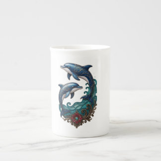 Porcelana Caneca de Café de Cerâmica Golfinhos Yin Yang Boni