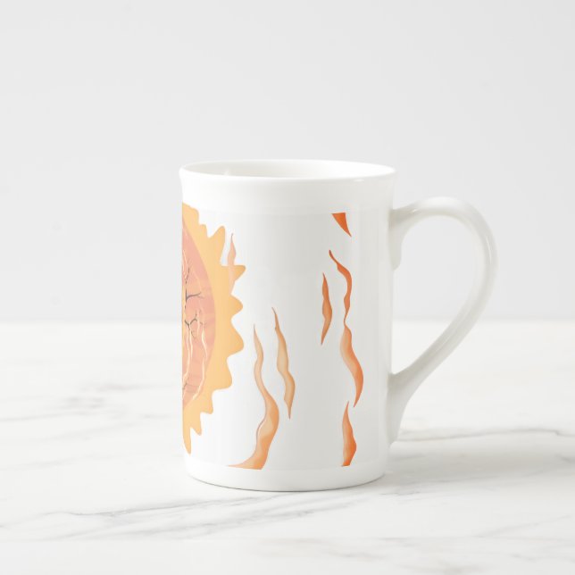 Porcelana Caneca de Café em Cerâmica Boho Sol e Chamas, Esté (Direita)