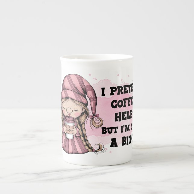Porcelana Caneca de Café Gnome Divertido – Presente de Citaç (Frente)