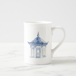 Porcelana Caneca de Caféueiro Azul e Branco com Pagode Chine