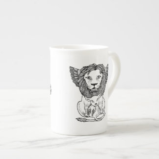 Porcelana Caneca de China de osso do leão & da monte