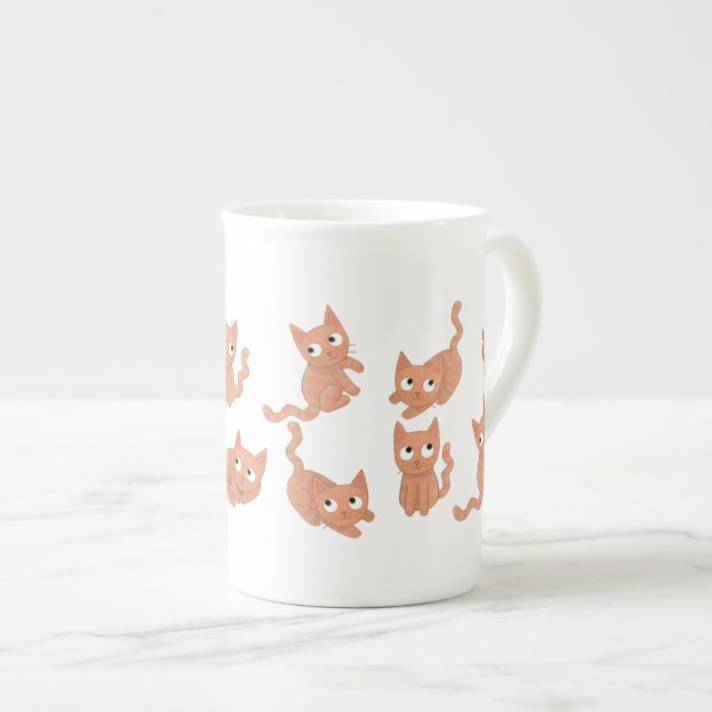 Porcelana Caneca de gato com osso (Frente Esquerda)