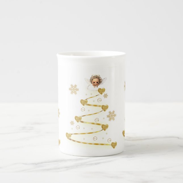Porcelana Caneca de Natal, Anjo de Natal, Feliz Natal (Frente)