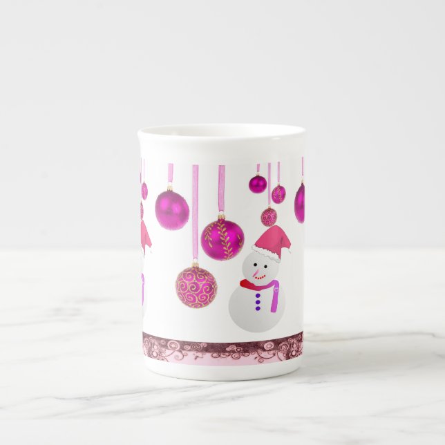 Porcelana Caneca de Natal Boneco de Neve (Frente)