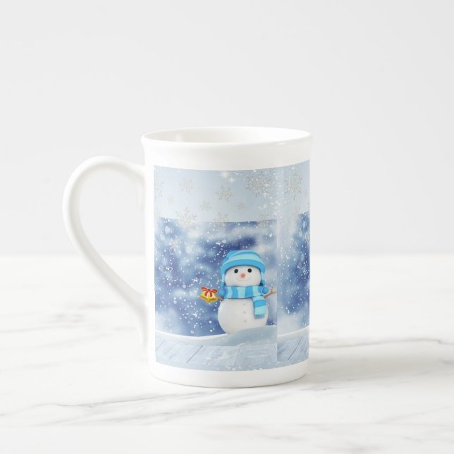 Porcelana Caneca de Natal, Boneco de Neve, Feliz Natal (Esquerda)