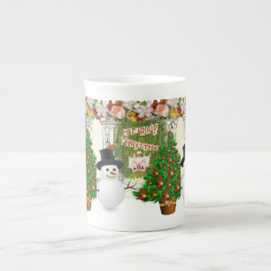 Porcelana Caneca de Natal, Boneco de Neve, Feliz Natal