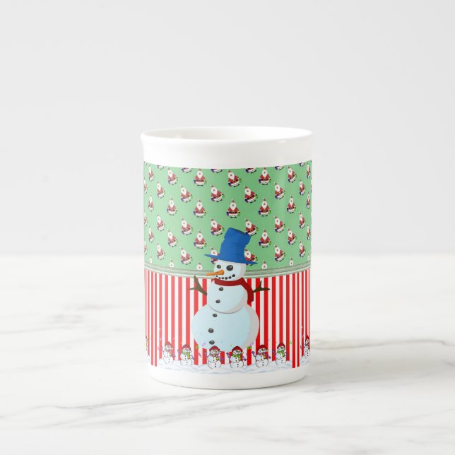 Porcelana Caneca de Natal, Boneco de Neve, Feliz Natal (Frente)
