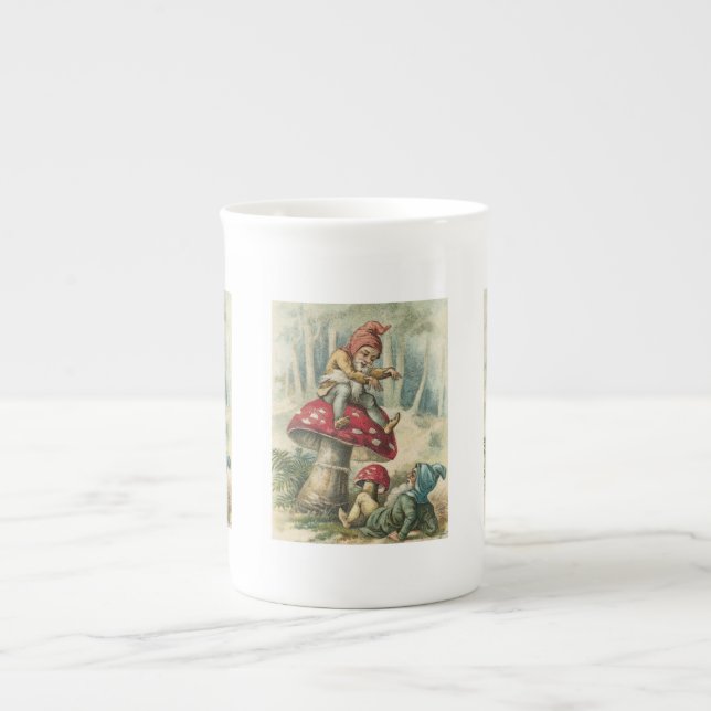 Porcelana Caneca de Natal, Elfo de Vintage, Feliz Natal (Frente)