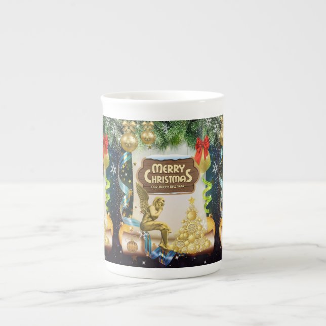 Porcelana Caneca de Natal, Feliz Natal, Angel (Frente)