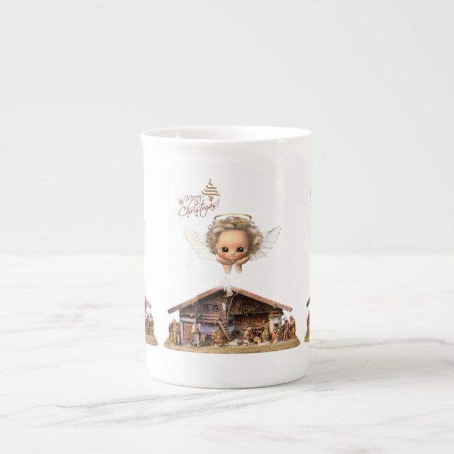 Porcelana Caneca de Natal, Feliz Natal, Angel (Frente)