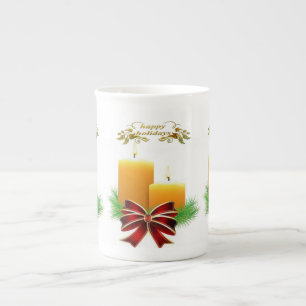 Porcelana Caneca de Natal, Feliz Natal, Vela de Natal