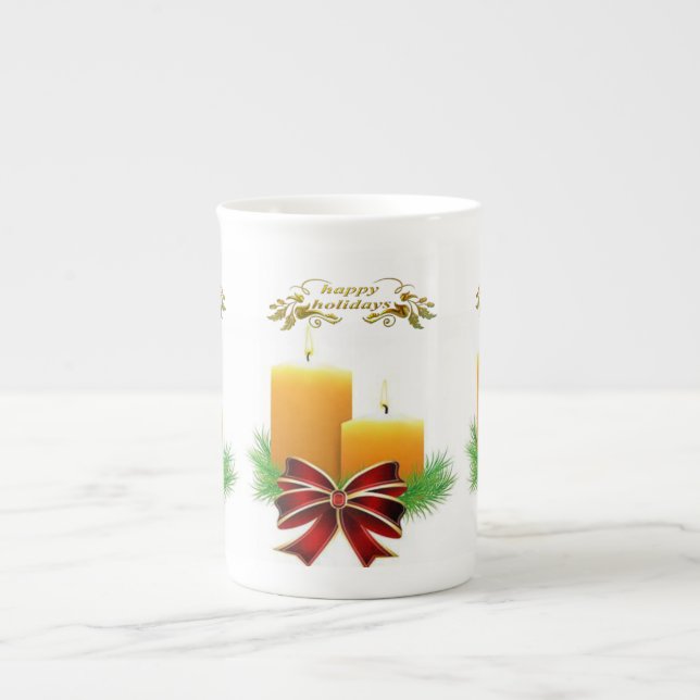 Porcelana Caneca de Natal, Feliz Natal, Vela de Natal (Frente)