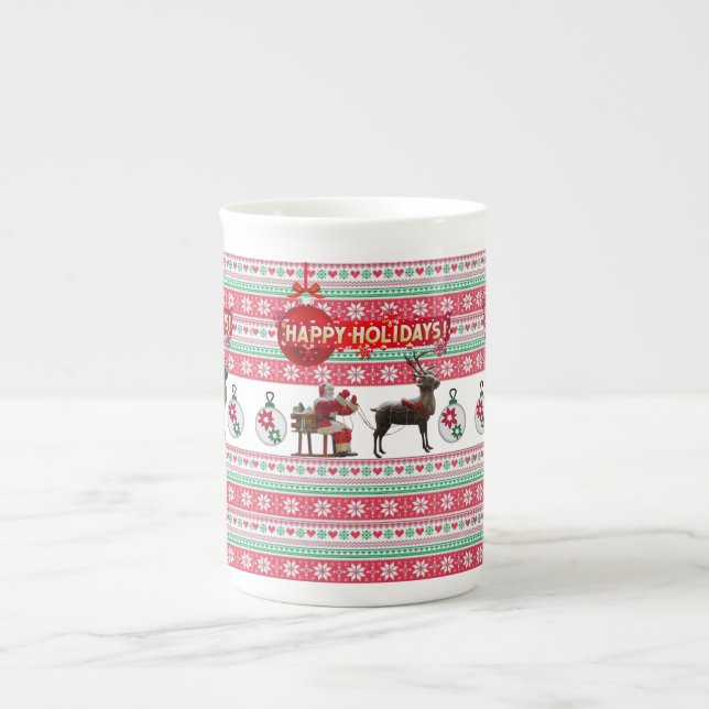 Porcelana Caneca de Natal, Felizes Festas (Frente)
