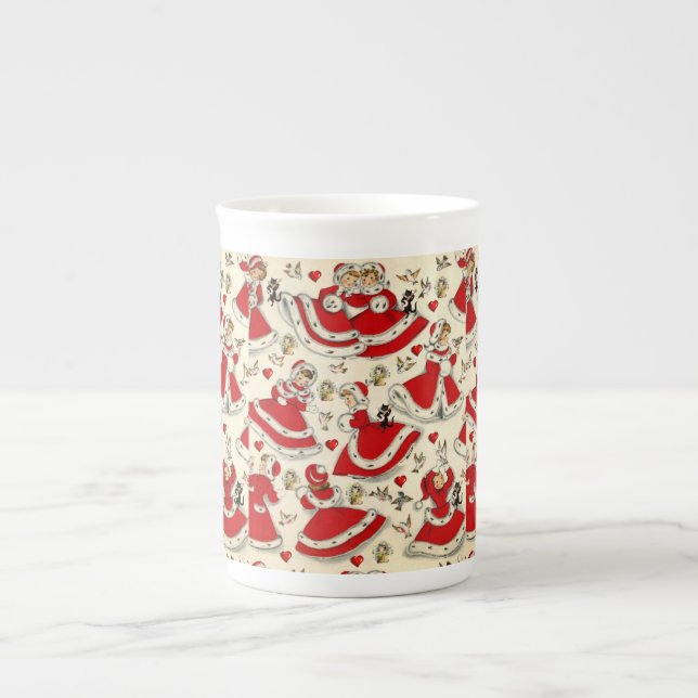 Porcelana Caneca de Natal, Gatinho Vintage (Frente)