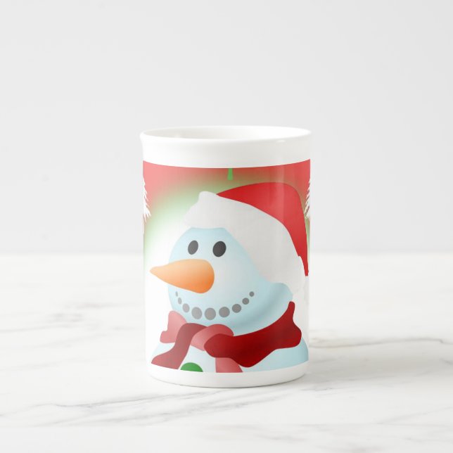 Porcelana Caneca de Natal Homem de Neve (Frente)